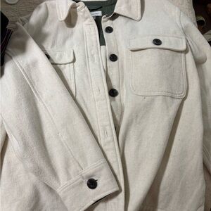 Cream Lightweight Shirt Jacket with Relaxed Silhouette